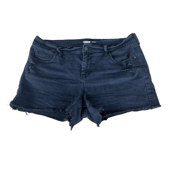 Old Navy Distressed Boyfriend Shorts Plus Size 14 Washed Black Stretch Raw Hem - Picture 1 of 7